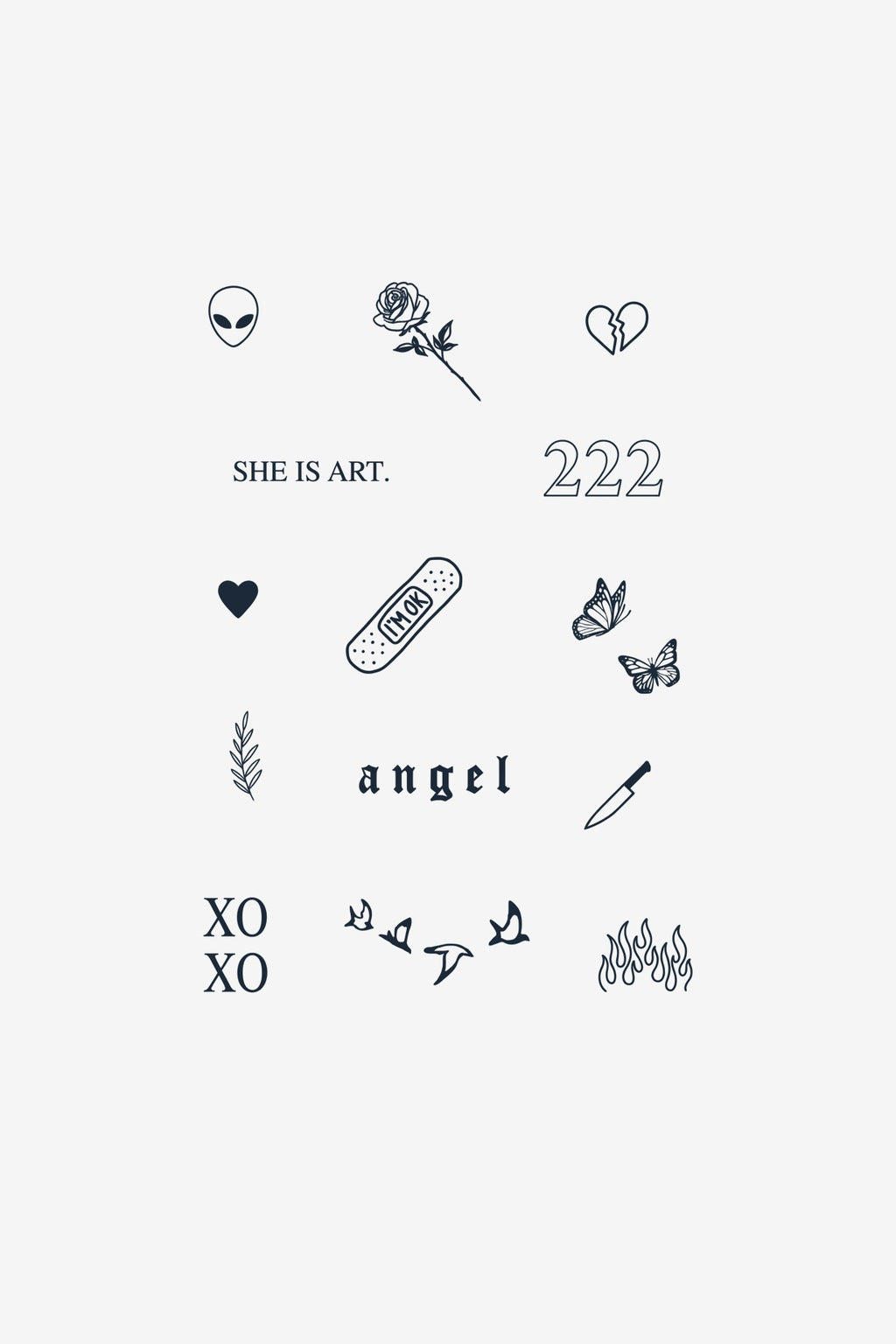Set Îngeresc 222 - tatuaj temporar Inklabs