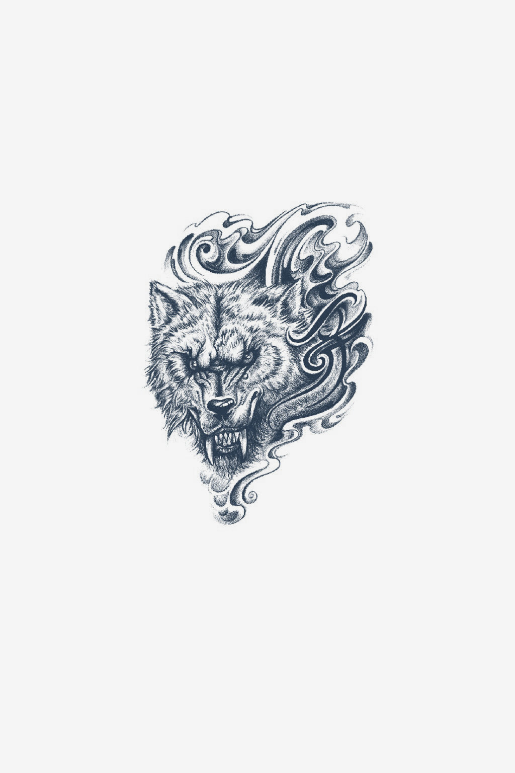 Design ilustrativ cu lup, cu o densitate medie a liniilor, ca exemplu de stil