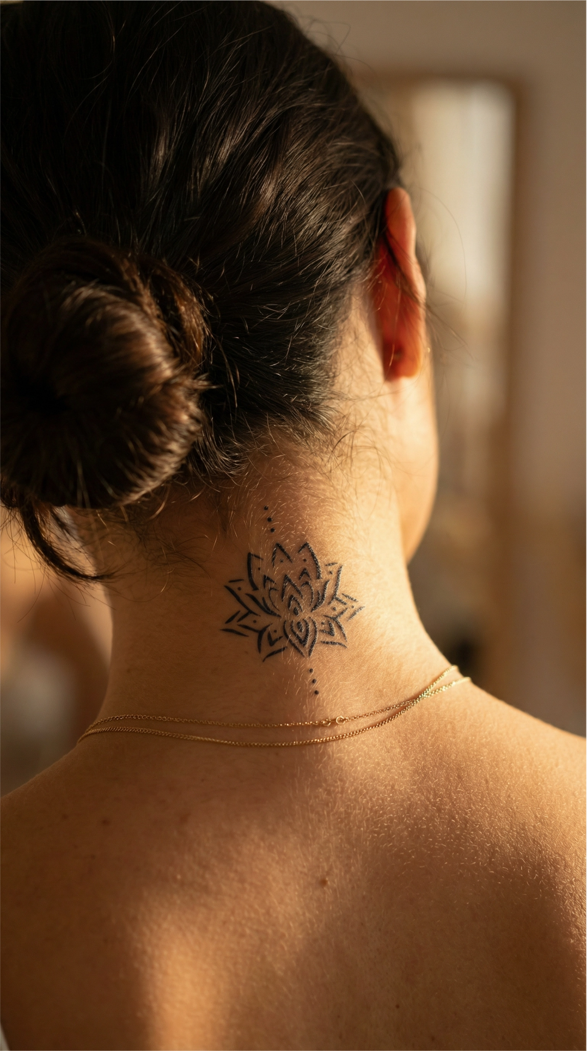 Tatuaj temporar cu lotus în linie fină, aplicat pe încheietură