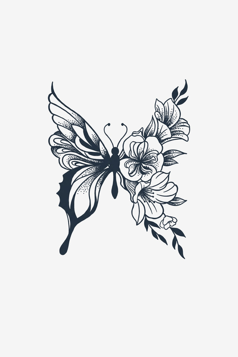 Fluture Înflorit - tatuaj temporar Inklabs