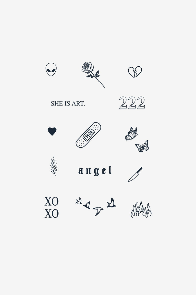 Set Îngeresc 222 - tatuaj temporar Inklabs